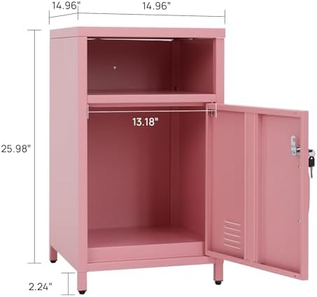 ALBAD Metal Nightstand with Lockable Cabinet - Image 2