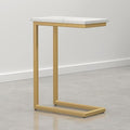 SIMPLIHOME Skyler 18" Deep Iron C-Side Table in Satin Gold/White Marble by SimpliHome