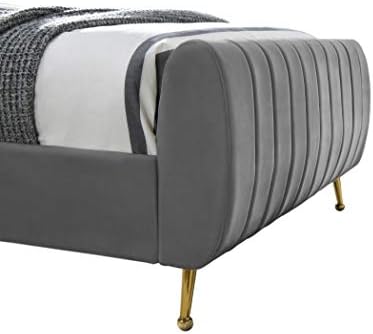 Meridian Furniture Zara Collection Modern | Contemporary Velvet Upholstered Bed - Image 7
