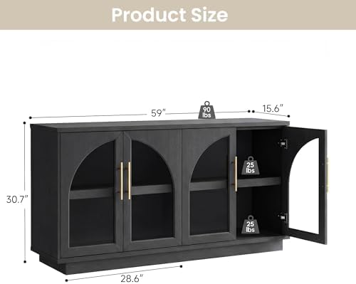 Fatmok 59" Arched Glass Sideboard Buffet Display Cabinet - Image 2