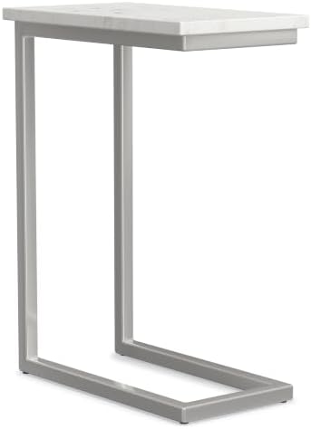 SIMPLIHOME Skyler 10" Wide C-Side Table in Silver/White - Image 6