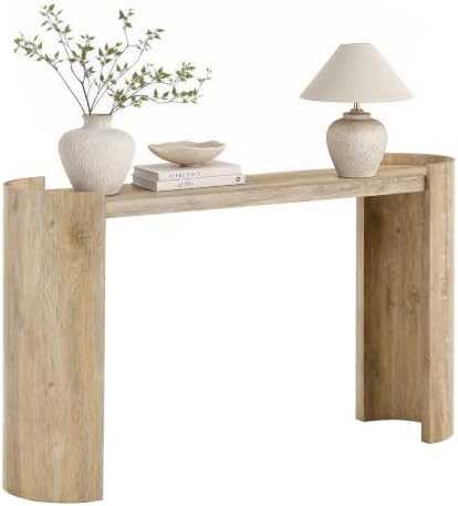 53" Wood Console Table for Entryway, Faux Knife-Cut Oak - Image 3