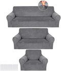 Peryiter 3 Pcs Couch and Loveseat Sofa Covers, Light Gray by Peryiter