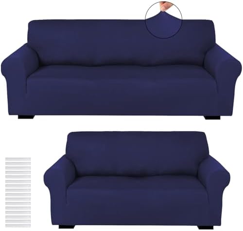 Peryiter 2 Pcs Couch and Loveseat Sofa Covers, Milk Silk by Peryiter
