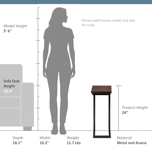 SIMPLIHOME Skyler 18" Wide Solid Wood C-Side End Table in Dark Cognac Brown - Image 3
