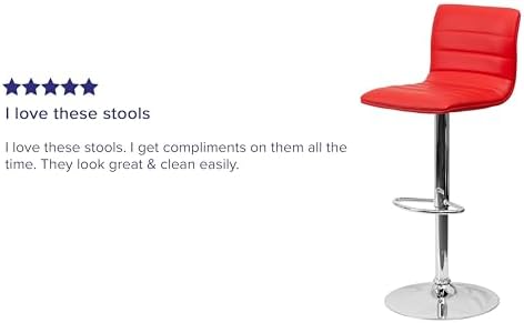 Flash Furniture Vincent 2 Pack Modern Red Vinyl Adjustable Bar Stool - Image 6