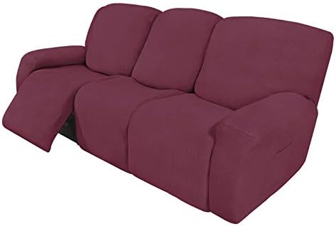 Easy-Going 8 Pieces Recliner Couch Stretch Sofa Slipcover ASH Rose by Easy-Going