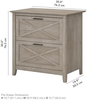 Bush Home Key West 2 Drawer Lateral File Cabinet in Washed Gray, Document - Image 3