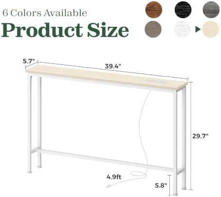 SUPERJARE 39.4 inch Narrow Behind Couch Table - Image 3
