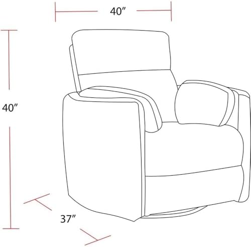 Pemberly Row Modern White Fabric Power Swivel Glider Recliner - Image 2