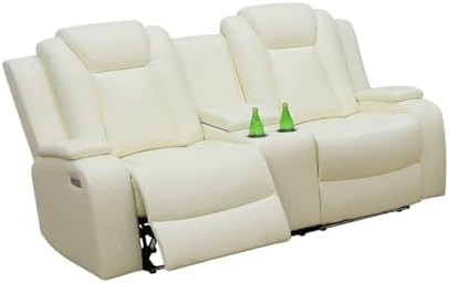 Power Recliner Set with LED Lights, Air Leather Reclining Set with USB by Unknown