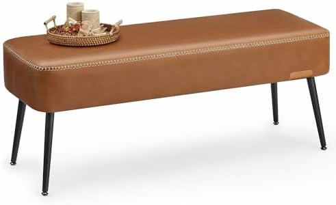 VASAGLE Bench for Entryway, PU Leather, Steel Legs, Loads 660 lb by VASAGLEbySONGMICSHOME
