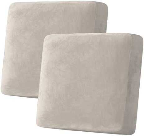 H.VERSAILTEX Velvet Stretch Couch Cushion Cover Plush Cushion Slipcover by HVERSAILTEX