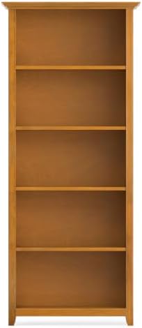 SIMPLIHOME Amherst 70" Tall Solid Wood 5-Shelf Bookcase in Brown - Image 6
