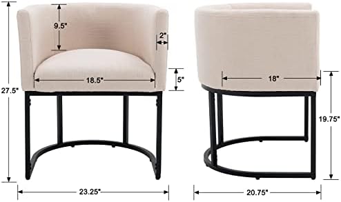 HNY Mid Century Modern Upholstered Barrel Dining Chairs - Image 2