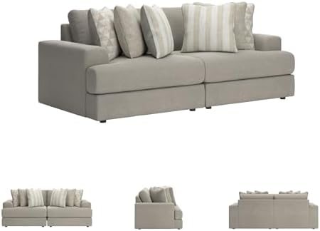 Signature Design by Ashley Deep Seat Modular Sectional Loveseat, Ash Gray - Image 6