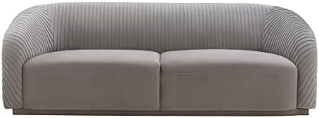 Yara 90.6" Grey Pleated Performance Velvet Sofa by TOVFurniture