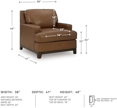 Signature Design by Ashley Oversized Brown Leather Accent Chair - Image 3
