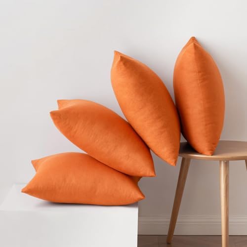 MIULEE Pack of 4 Decorative Outdoor Throw Pillow Covers Linen Waterproof Pillow - Image 6