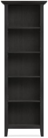 SIMPLIHOME Amherst 70" Tall Solid Wood 5-Shelf Bookcase in Hickory Brown - Image 5