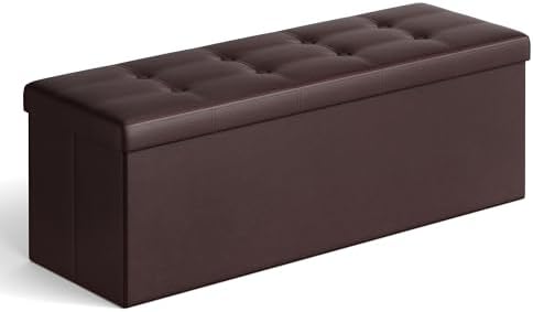 SONGMICS Storage Ottoman Bench, 43.3 Inches Folding Foot Rest Stool by SONGMICSbySONGMICSHOME