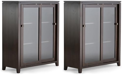 SIMPLIHOME Cosmopolitan 36" Storage Cabinet in Mahogany Brown by SimpliHome
