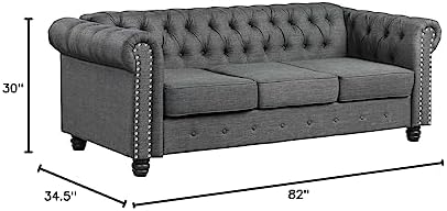 Morden Fort Classic Chesterfield Sofa Set 82'', Tufted Sofa - Image 2