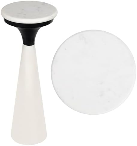 JONATHAN Y Oliver 8" Round Marble Pedestal Drink Table by JONATHANY