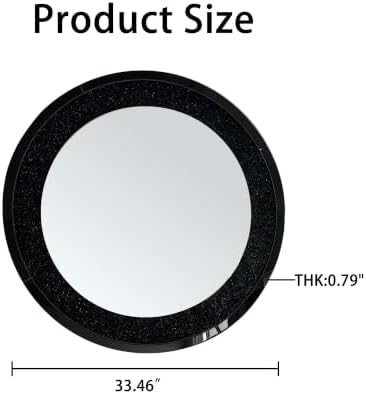 Mirrored Console Table & Round Wall Mirror Set, 42.9" Black - Image 2