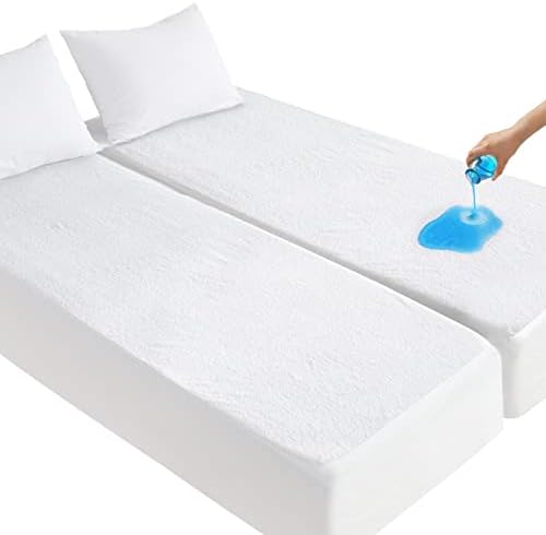 Split King Mattress Protector for Adjustable Bed Waterproof Split King Sheets by SpringspiritBedding