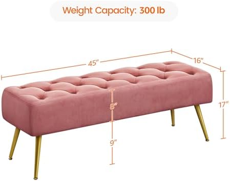Yaheetech 45" Ottoman Bench for Bedroom, Upholstered Boucle Seat - Image 3