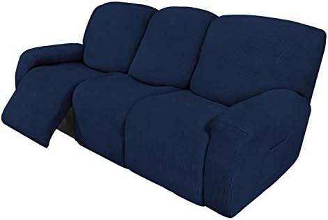 Easy-Going 8 Pieces Recliner Couch Stretch Sofa Slipcover Navy by Easy-Going