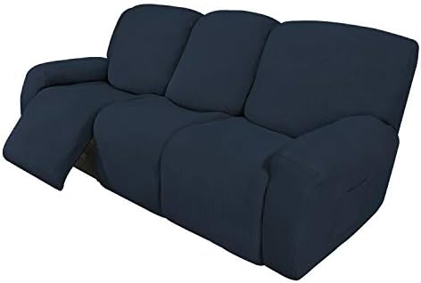 Easy-Going 8 Pieces Recliner Couch Stretch Sofa Slipcover Dark Blue by Easy-Going