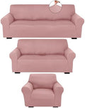 Peryiter 3 Pcs Couch and Loveseat Sofa Covers, Light Pink, Milk Silk by Peryiter