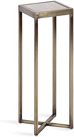 Kate and Laurel Jaspur Modern Square Drink Table, Natural Quartz and Brass by KateandLaurel