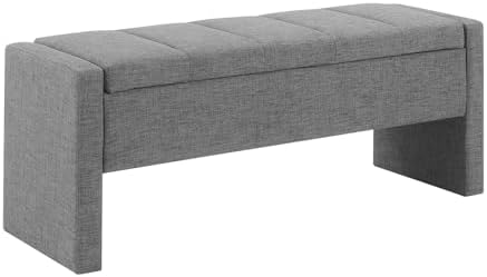 JEEOHEY Storage Ottoman Bench, Linen Tufted Large Shoe Entryway Benches - Image 6