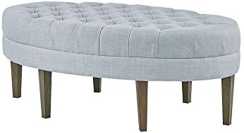 Madison Park Martin Oval Surfboard Tufted Cocktail Ottoman Soft Fabric by MADISONPARK