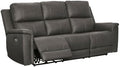 Signature Design by Ashley Burnley Leather Power Reclining Sofa by Unknown