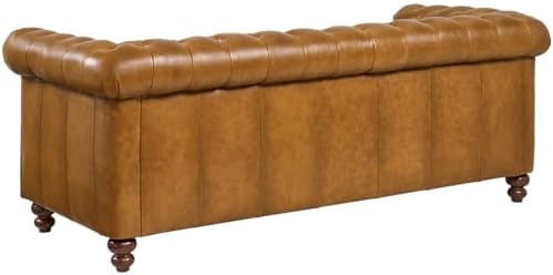 ONBRILL 80" Genuine Leather Sofa, Full-Grain Leather Chesterfield Sofa - Image 4