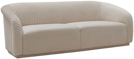 Yara 90.6" Beige Pleated Performance Velvet Sofa - Image 6