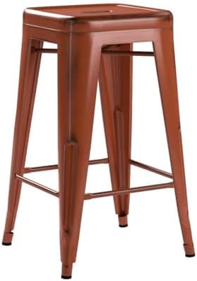 Flash Furniture Kai Commercial Grade 4 Pack 24" High Backless Distressed Orange - Image 4