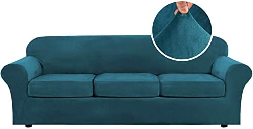 H.VERSAILTEX Velvet 4 Piece High Stretch Sofa Slipcover Cover Furniture by HVERSAILTEX