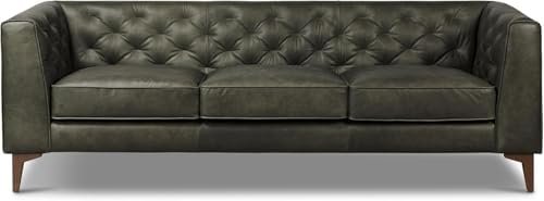 Poly & BARK Essex 89” Full-Grain Italian Leather Sofa – Tufted Back, - Image 3