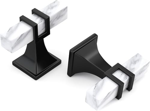 Haliwu 20 Pack Kitchen Cabinet Knobs Black and White Marble Grain Knobs by Haliwu