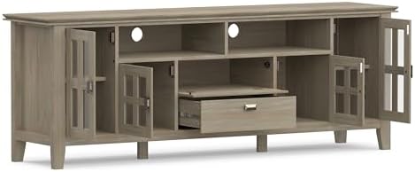 SIMPLIHOME Artisan 72" Wide Solid Wood TV Stand in Distressed Grey - Image 4