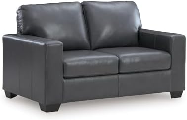 Signature Design by Ashley Blue Small Leather Loveseat by Unknown