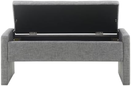 JEEOHEY Storage Ottoman Bench, Linen Tufted Large Shoe Entryway Benches - Image 7