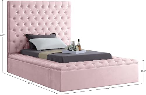 Meridian Furniture Bliss Collection Modern | Contemporary Velvet Upholstered Bed - Image 3