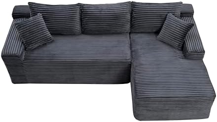 95" L-Shaped Cloud Sectional Couch, Right Facing Modular Compressed Boneless - Image 6