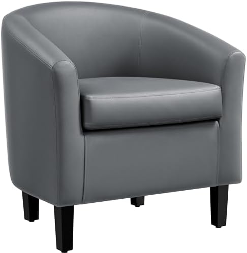 Yaheetech Accent Chairs, Faux Leather Barrel Armchairs by Yaheetech
